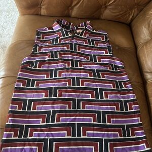 Kate Spade w/ Florence Broadhurst Black and Purple Geometric Top